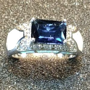 Blue sapphire set in silver